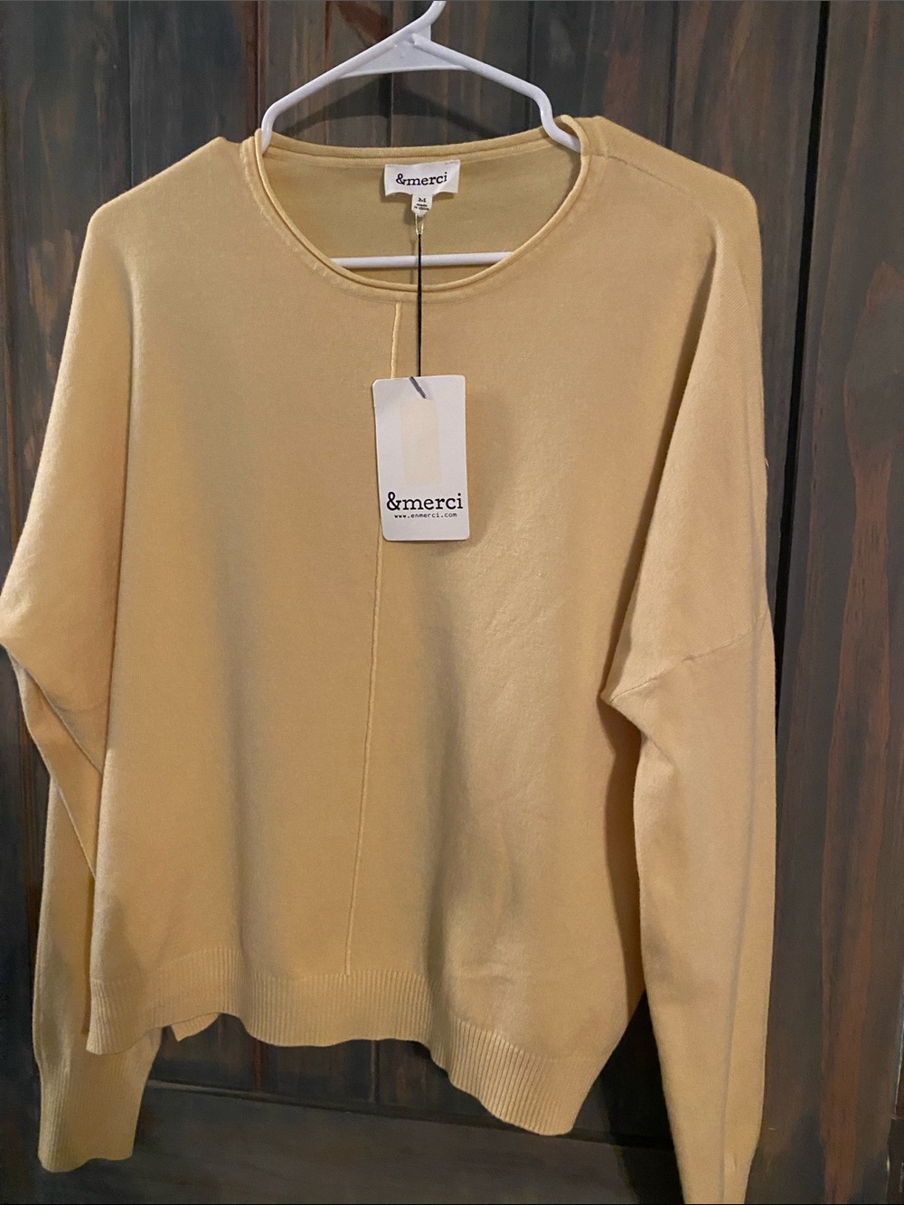 &merci Lightweight Crewneck Sweater in Pale Yellow